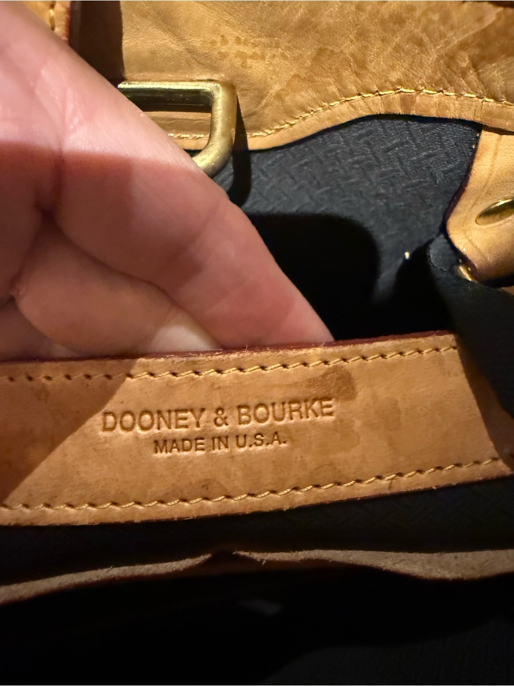 Dooney & Bourke Dark Green Canvas Tote with Tan Leather Trim - Picture 5 of 5